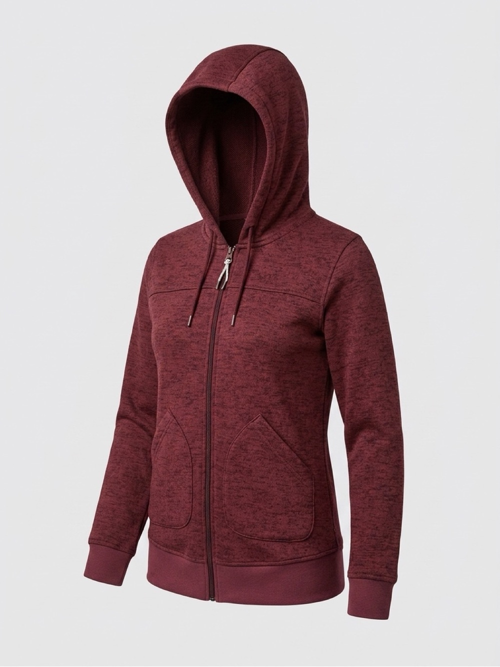 Burton Women's Burgundy Heather Dryride Full-Zip Fleece Hoodie Jacket Size S